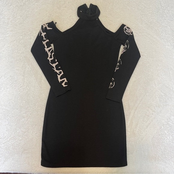Killstar Long Sleeve Cold Shoulder Goth Skull Black Dark Bodycon Dress Small - Picture 13 of 14